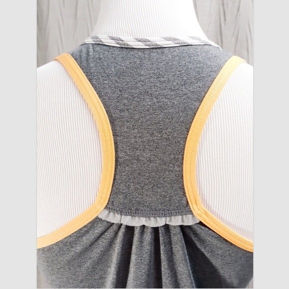 MPG Active Hi-Low Tank Top Gray White Stripe w Orange Trim Womens Size M - Picture 6 of 10